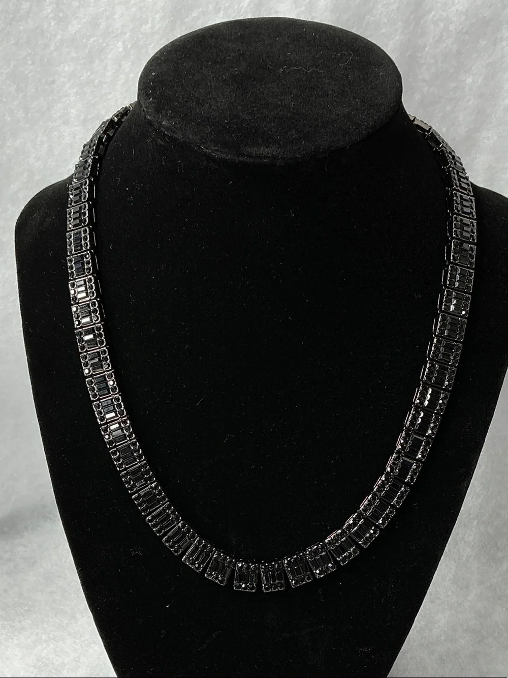 Men's Black Crystal Link Necklace 18”- VVS CZ